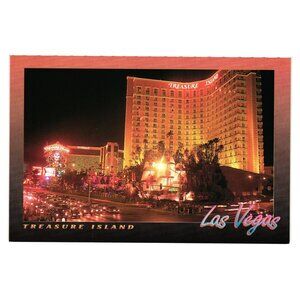 Treasure Island Hotel Casino Vintage Postcard Las Vegas Nevada 1993 Night Lights